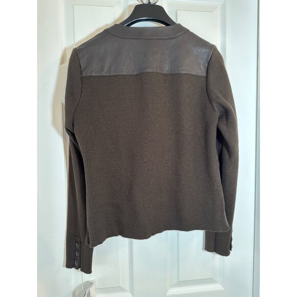 Jaclyn Smith Genuine Lambskin Leather & Knit Brown Jacket M - Picture 4 of 8